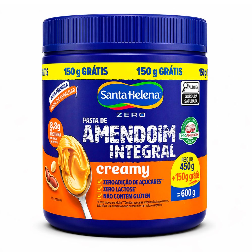 Pasta de Amendoim Integral Creamy Santa Helena 600g-1- Pasta de Amendoim Integral Creamy Santa Helena 600g-1-